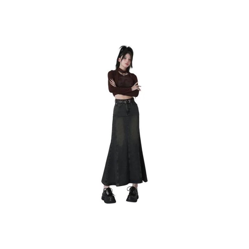 YINLEI Denim Long Skirt Women's-0