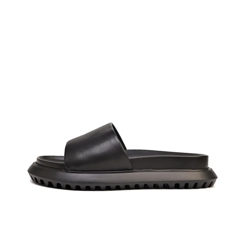 Brounvanm Rubber Foam Outsole Slip Resistant Shock Absorbers Slide Slippers Men's Black-0