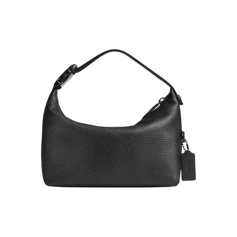 COACH Pebbled Leather Handbag Medium Size Women's Black-0