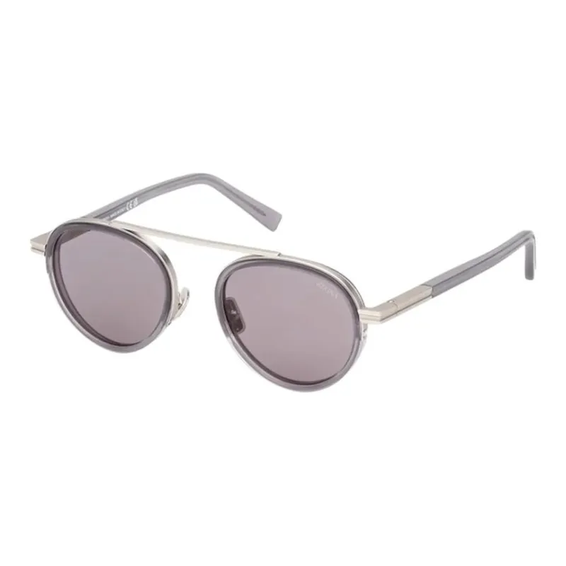 Zegna Metal Round Sunglasses Men's Silver-0