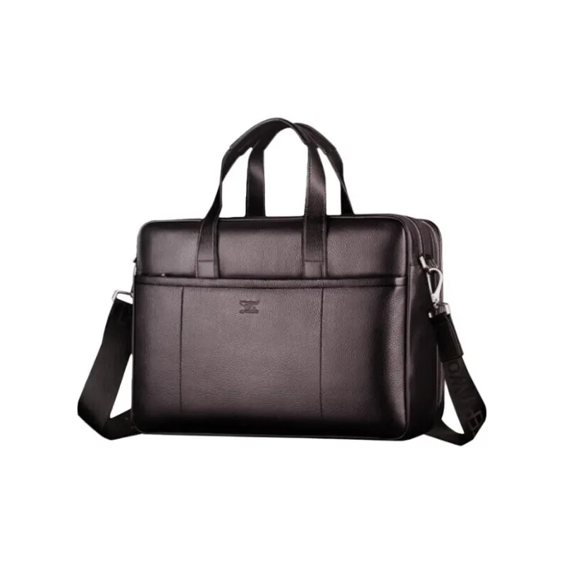 SEPTWOLVES Top Grain Cow Leather Briefcase Tubas Men's Black/Coffee-1