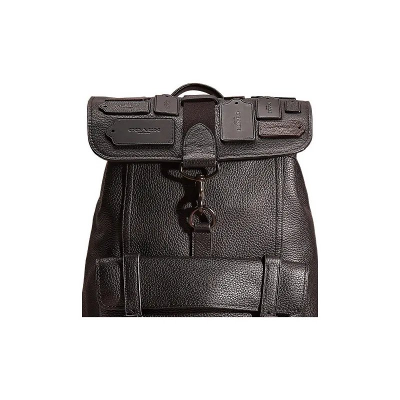 COACH Bleecker Leather Backpack Large Size Men's Black-4