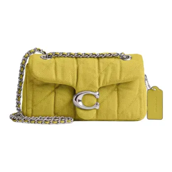 COACH Tabby Quilting Denim Shoulder Bag Trumpets Women's Light Yellow