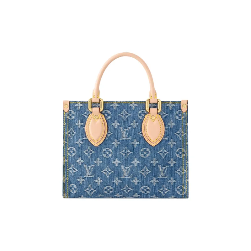 LOUIS VUITTON ONTHEGO Leather Trim Shoulder Bag, Crossbody Bag, Handbag Trumpets Women's Blue-2