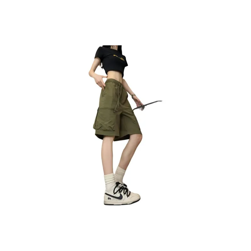American Vintage Luxury Streetwear Large Pocket Versatile Casual Breathable Parachute Workwear 5 Button Shorts Unisex-10