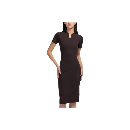 peaked Short Sleeved Dress Women's Drip Coffee