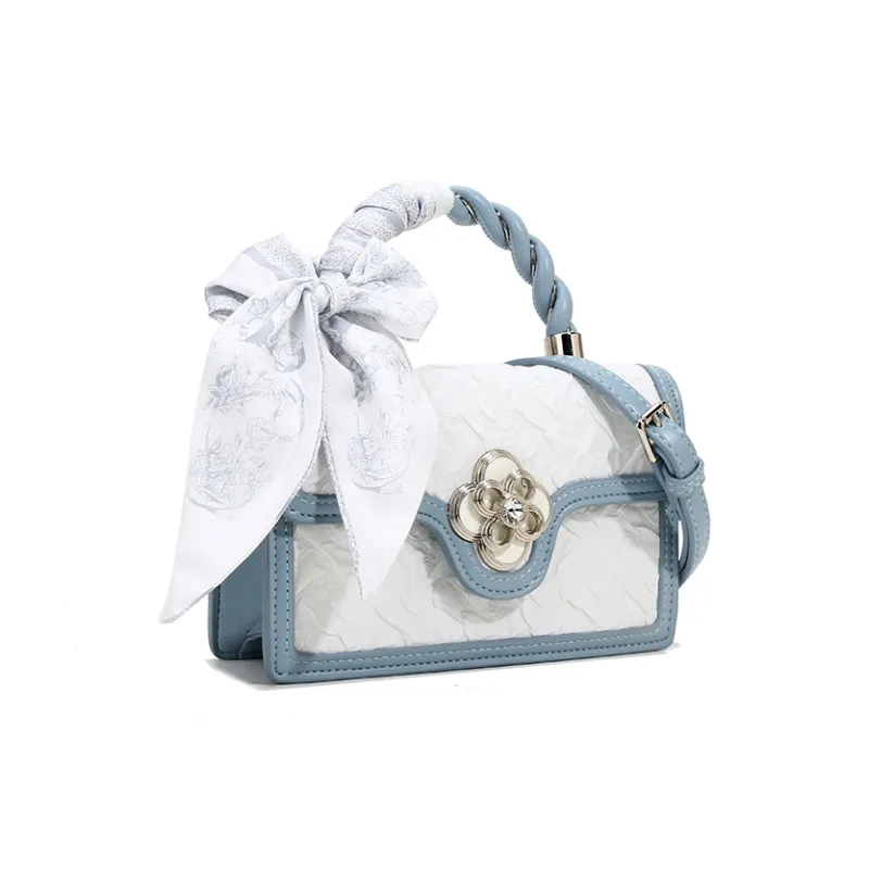BUHOWE PU Handbag Women's Blue & White-1