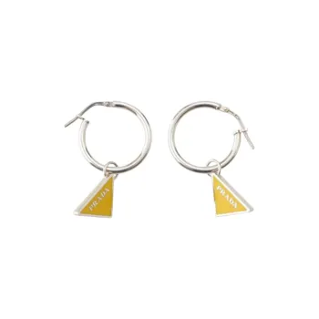 PRADA 925 Sterling Silver Earrings Women's Yellow