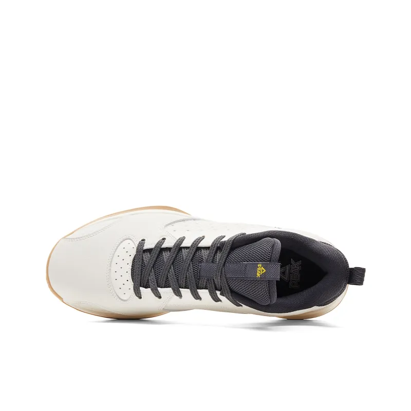 PEAK Lan Qie Cushioning, Breathable, And Resilient Design Low Top Basketball Shoes Men's Canvas White Dark Gray-3