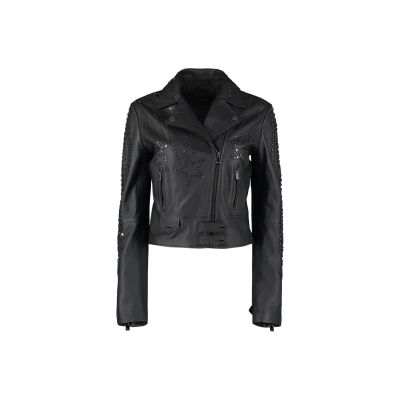 PINKO Leather Jacket Women's Black-0