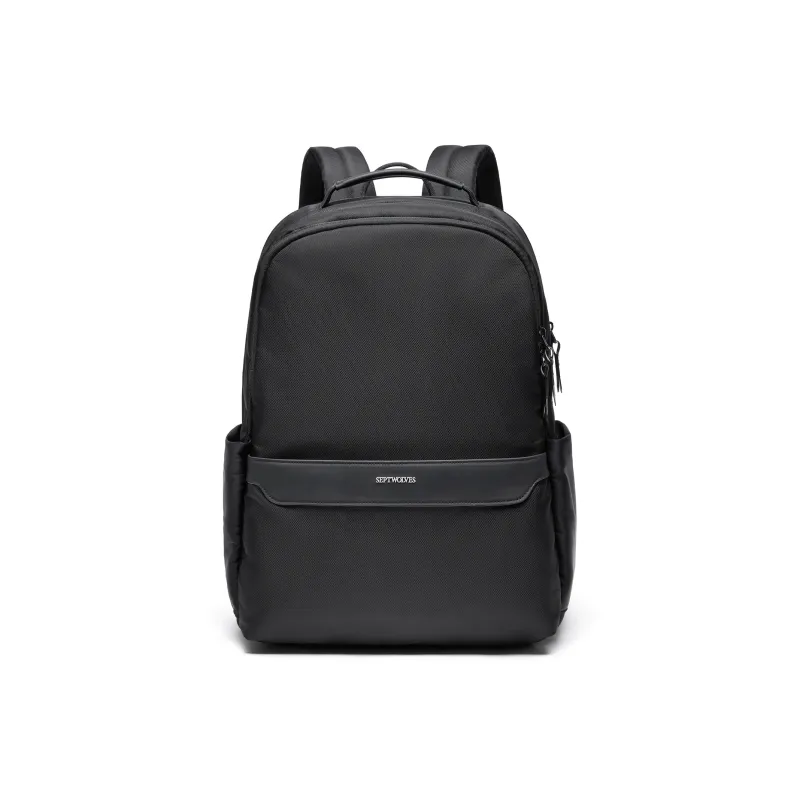 SEPTWOLVES Fabric Students Backpack Laptop Bag QPL Unisex Black-1