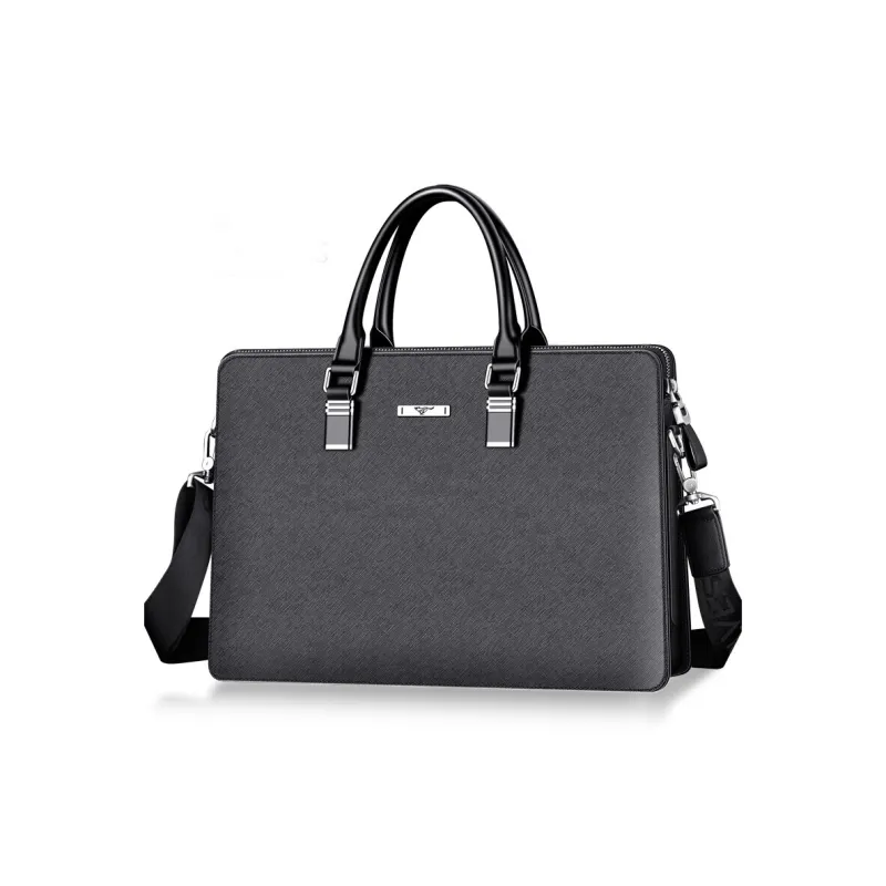 SEPTWOLVES Cow Leather Briefcase Men's Gray-0