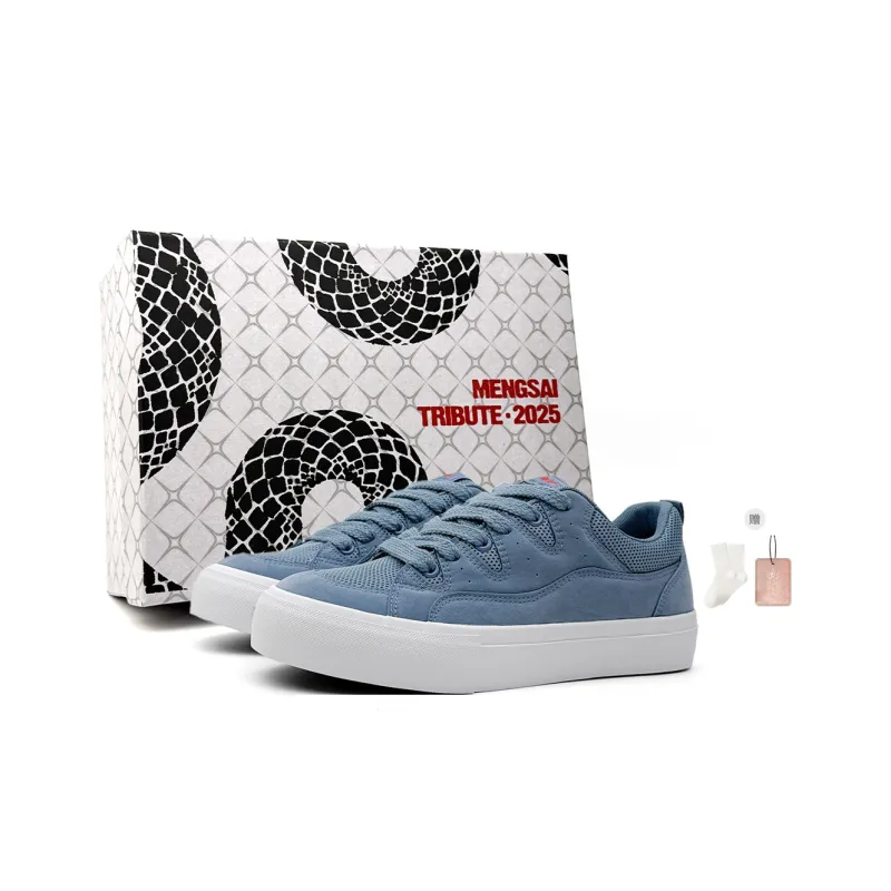 Mengsai Height Increasing Abrasion Resistant Lightweight Low Top Skateboard Shoes Unisex Sea Salt Haze Blue-6