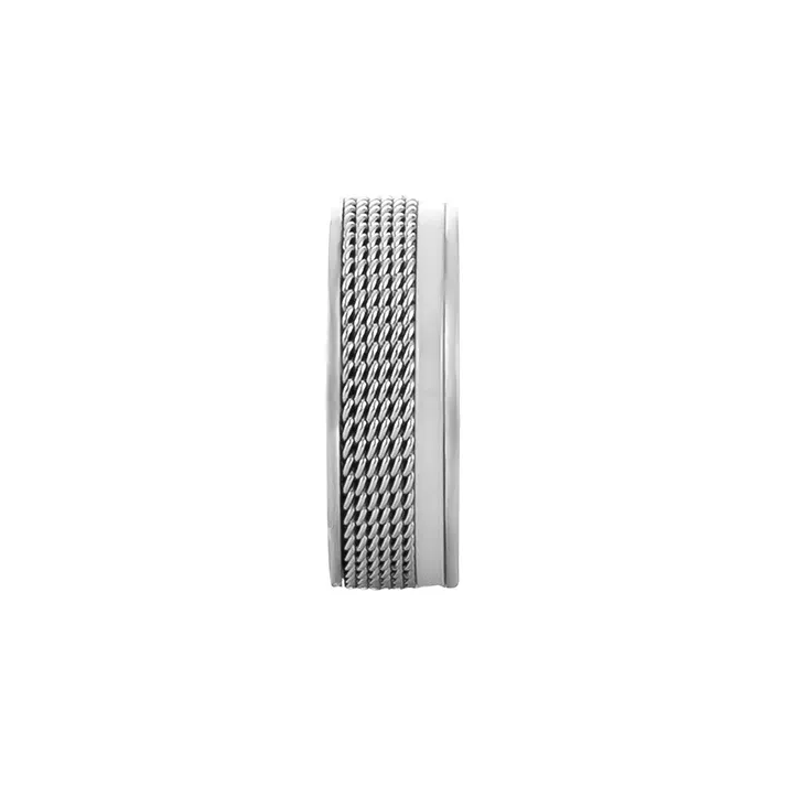 ACIUM Luxury, Silver Thread Woven Space Ceramic White Ring Unisex-2