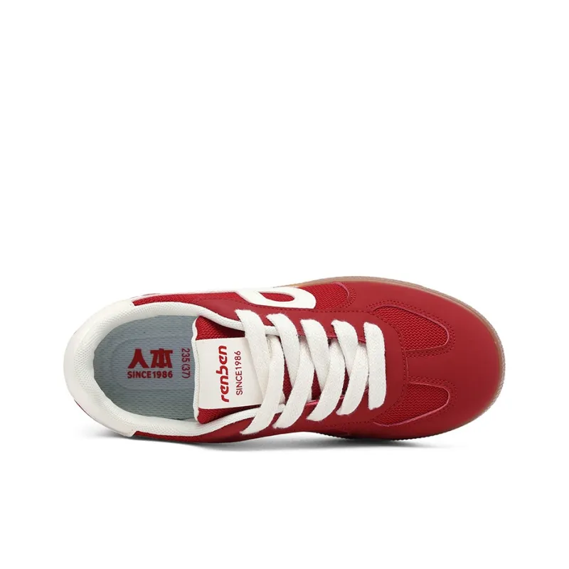 RENBEN Slip Resistant, Abrasion Resistant, Lightweight Low Top Skateboard Shoes Women's Red-3