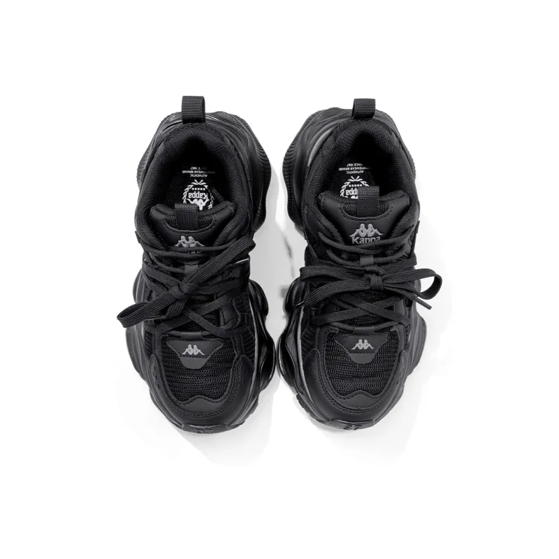 Kappa Back to Back Abrasion Resistant Slip Resistant Low Top Chunky Sneakers Women's Black-3
