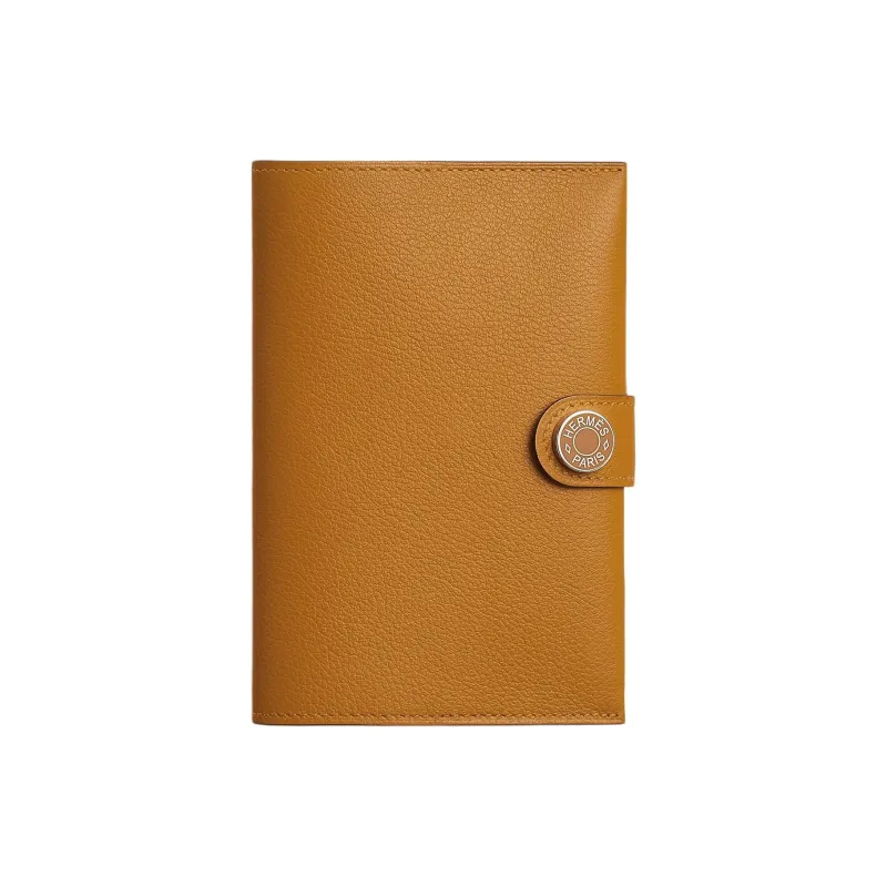 HERMES R.M.S Evercolor Calfskin Passport Holder Unisex 28 Caramel-0