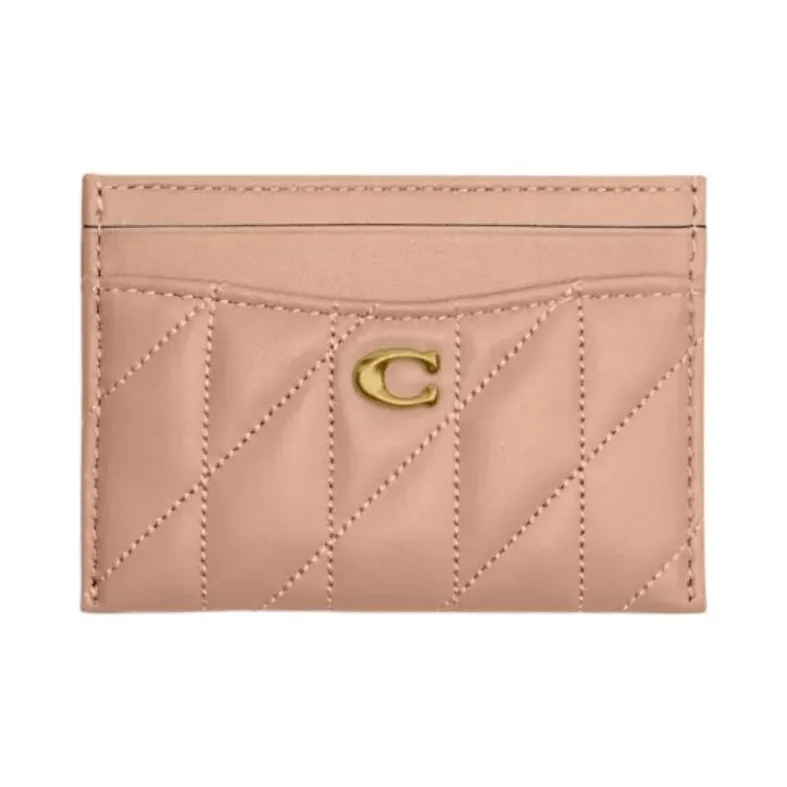 COACH Essential Leather Card Holder Mini Women's Brass & Cream-0