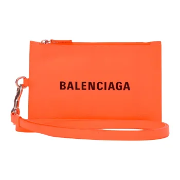Balenciaga Leather Card Holder Regular Men's Orange