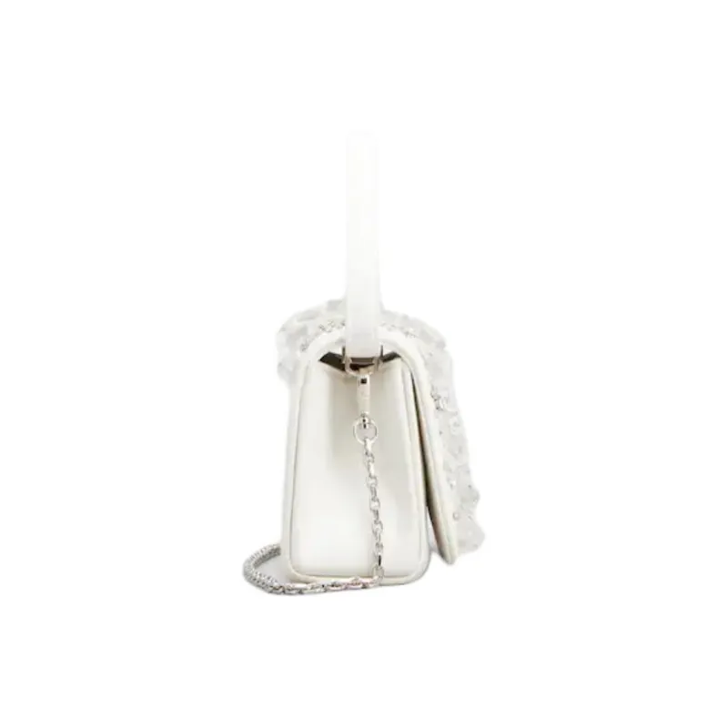Roger Vivier Silk Satin One Shoulder Handbag Mini Women's White-2