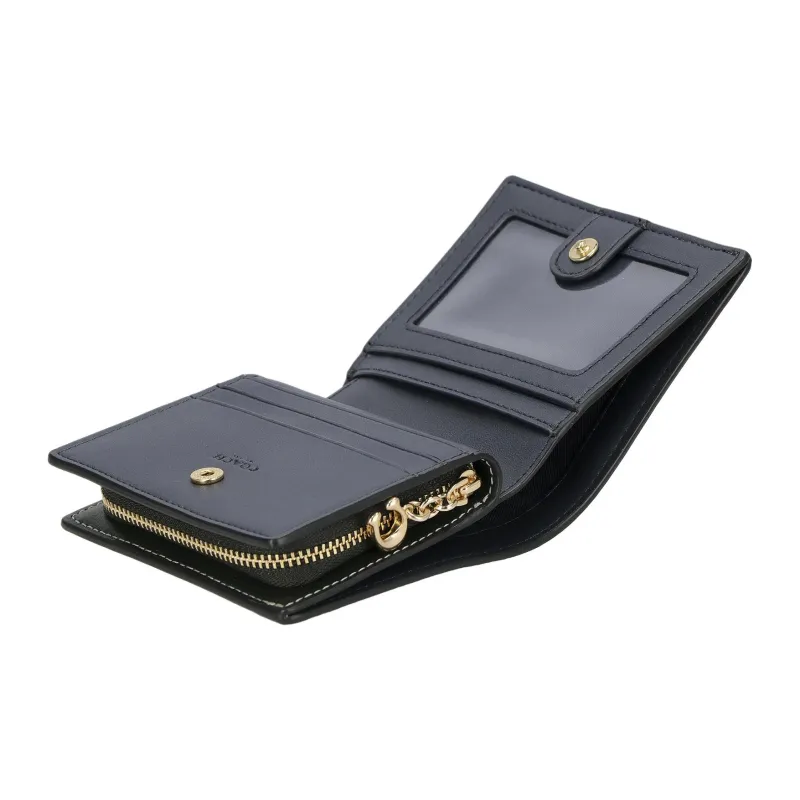 COACH Snap Wallet Coated Canvas With Leather Wallet Women's Green-2