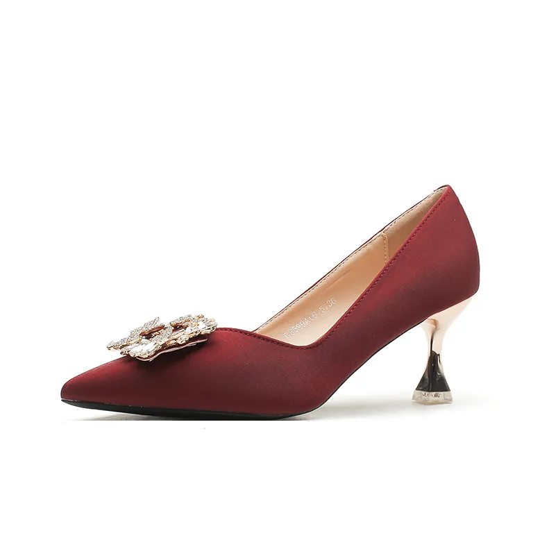 QITUMAUL High Heels Women's Burgundy-14