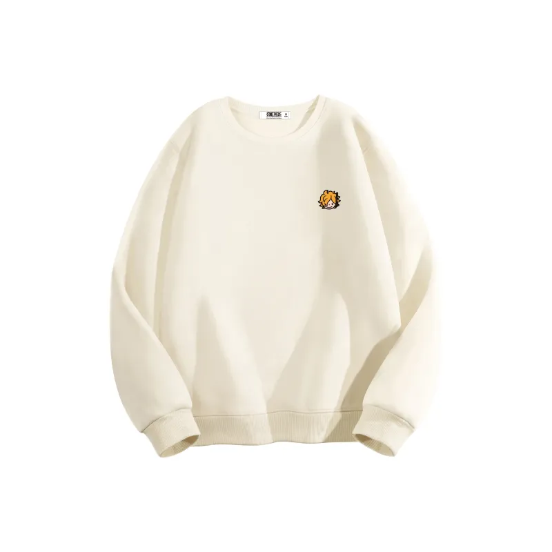 ONE PIECE Pullover Crew Neck Drop Shoulder Long Sleeved Sweatshirt Unisex-6
