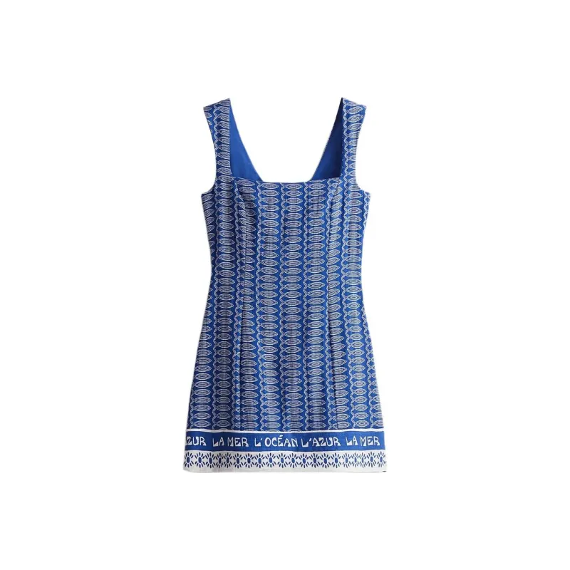 H&M Sleeveless Dresses Women's Blue/Pattern-0