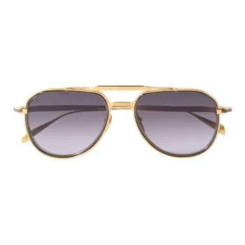 JACQUES MARIE MAGE Β Titanium Aviator Sunglasses Unisex Gold