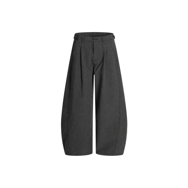 ONITSOP Casual Pants Unisex Black Plaid-0