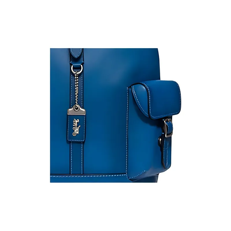 COACH Wells Leather Backpack Men's Blue-4