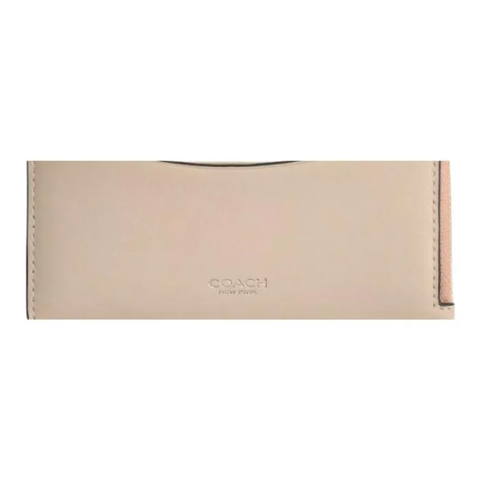 COACH Leather Card Holder Mini Women's Cream-3