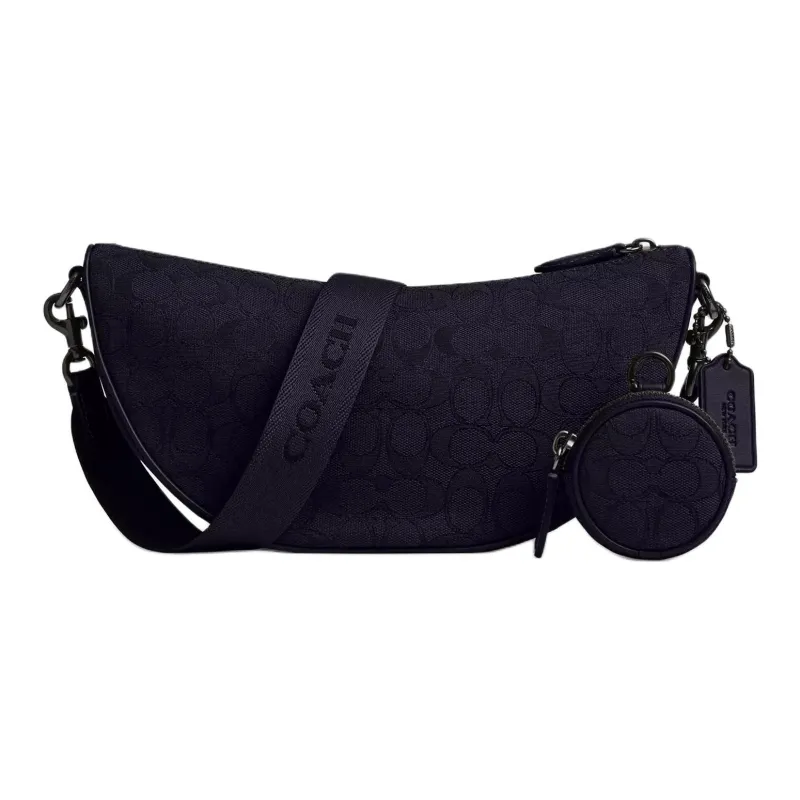 COACH HALL Polyester Croissant Bag, Shoulder Bag, Crossbody Bag Tubas Women's Black-0