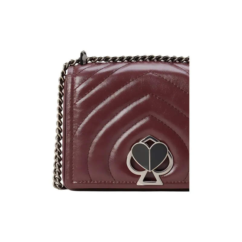 Kate Spade Leather Small Square Bag Handbag, Crossbody Bag Shoulder Bag Women's Burgundy-4