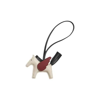 HERMES Rodeo Pegase Milo Lambskin With Swift Calfskin Bag Charm Bag Accessory Trumpets Unisex Chalk White & Black