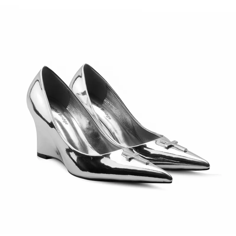Colorful Bridge Crucifix Cross Wedge Heel High Heels Women's-13