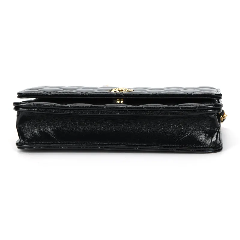 CHANEL Leather Shoulder Bag, Crossbody Bag Women's Black-3