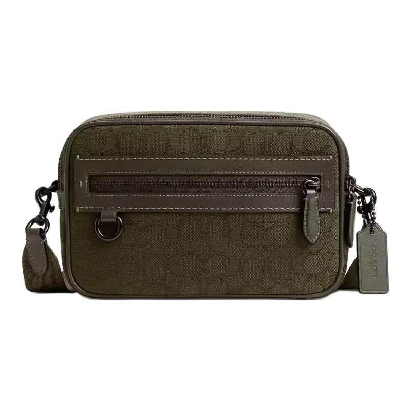 COACH Leather Camera Bag, Shoulder Bag Trumpets Women's Olive Green-0