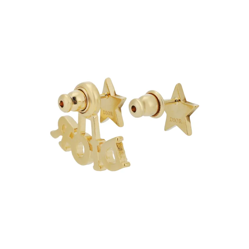 DIOR Metal Crystal Earrings Women's Gold-2