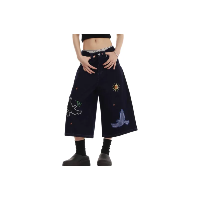 SZSX Denim Shorts Unisex Dark Blue-0