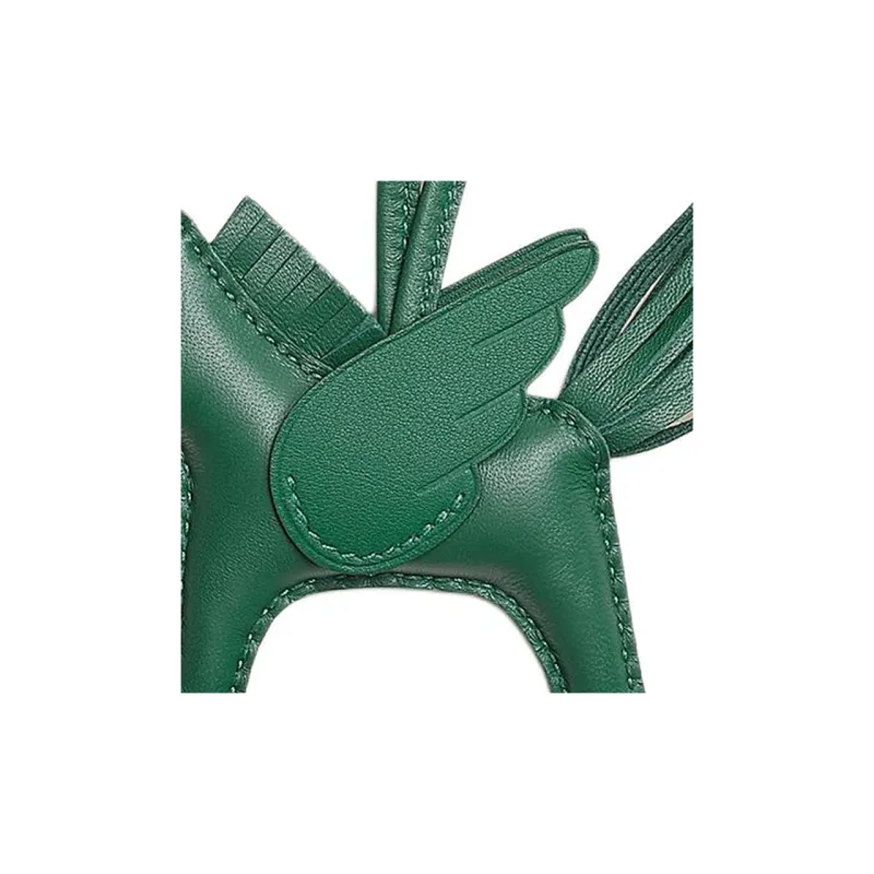 HERMES Rodeo Pegase Milo Lambskin With Swift Calfskin Bag Charm Bag Accessory Trumpets Unisex Medium Green-2