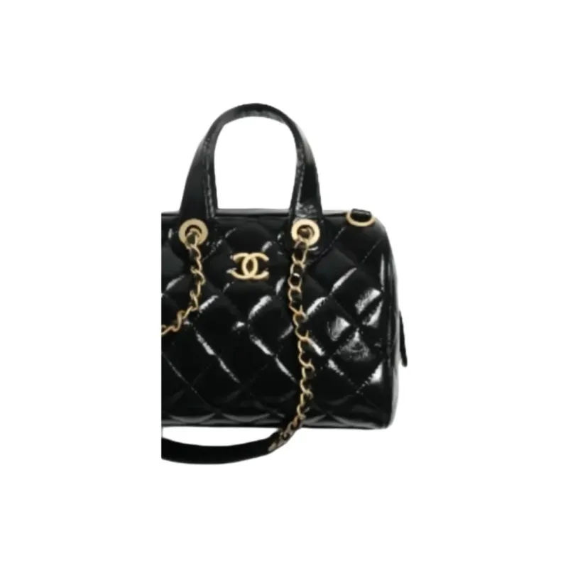 CHANEL Chain Bowling Bag, Shoulder Bag, Handbag Trumpets Women's Black-1