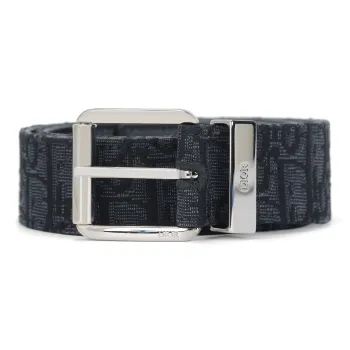 DIOR Cow Leather Belts Unisex Black Width 3.5cm