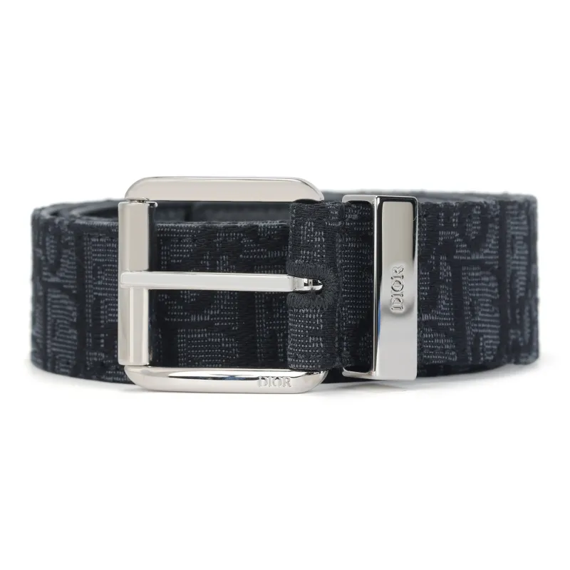 DIOR Cow Leather Belts Unisex Black Width 3.5cm-0