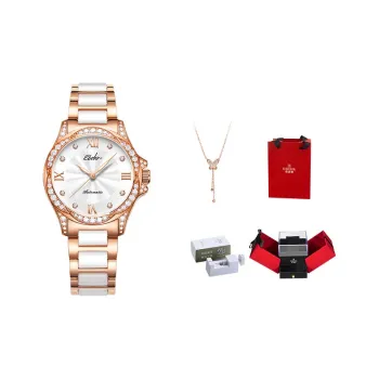 EBOHR Revenge Collection Mechanical Movement Stainless Steel Strap Watch Women's Watch White Dial