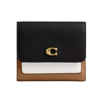 COACH Leather Wallet Trumpets Women's Black Multicolor
