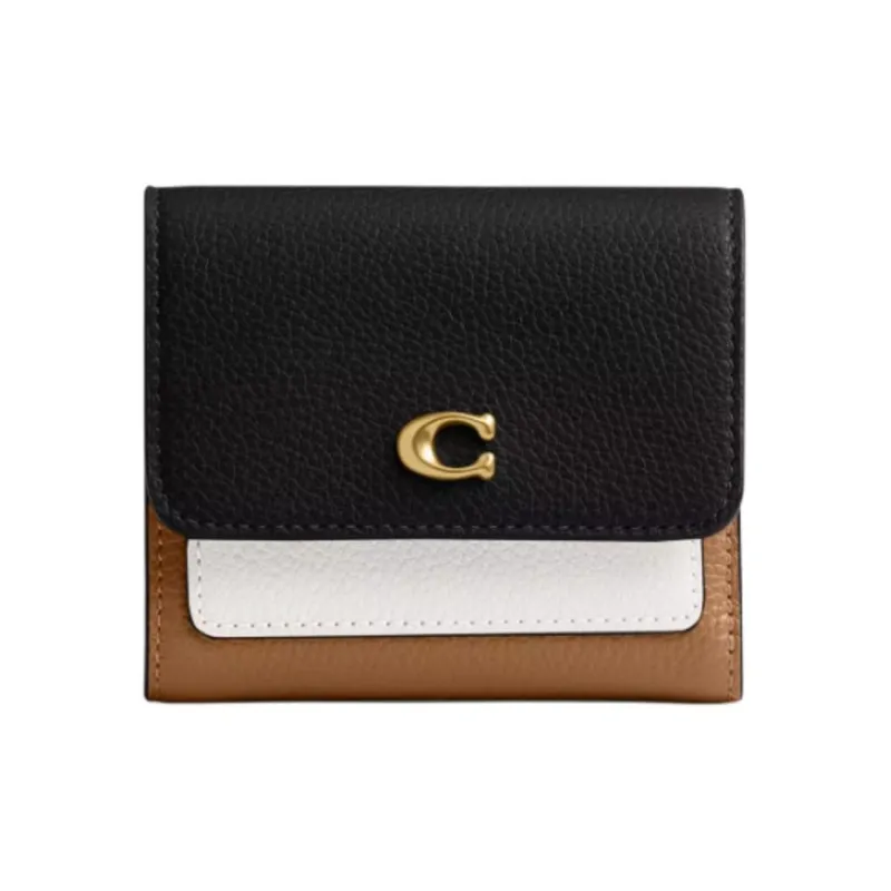 COACH Leather Wallet Trumpets Women's Black Multicolor-0
