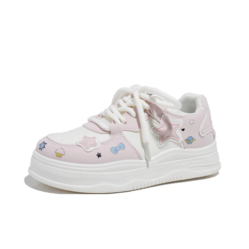 Babaya Skateboard Shoes Women's Low Top Pink/Yellow-0