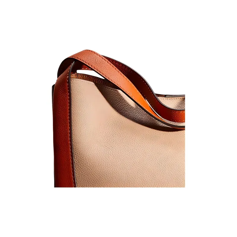 COACH Hadley Polished Pebbled Leather Handbag Shoulder Bag Women's Taupe & Ginger Yellow-1