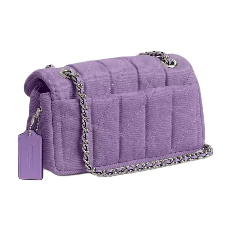 COACH Tabby Quilting Denim Shoulder Bag, Crossbody Bag Trumpets Women's Purple-1